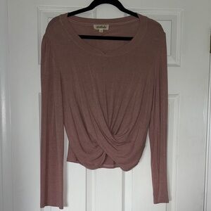 Listicle Pink Tie Front Fitted Blouse